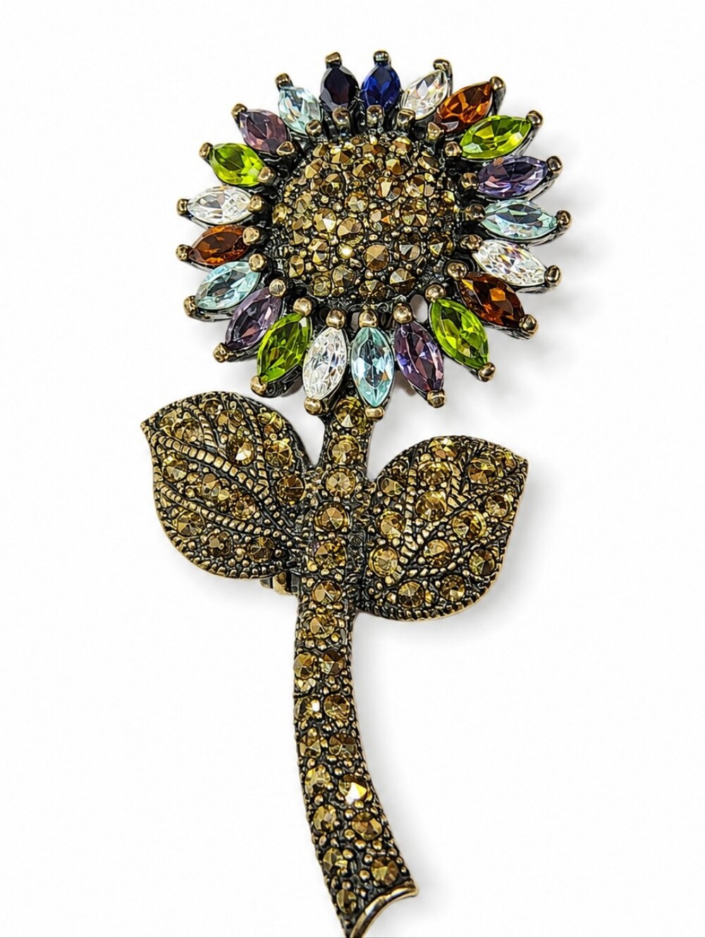 Sterling Silver 925 Marcasite & Multicolor Gemstone Vintage